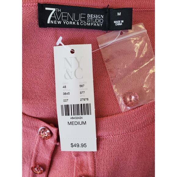 7th Ave New York & Co. Pink button front Cardigan sweater New with tags - Picture 6 of 6